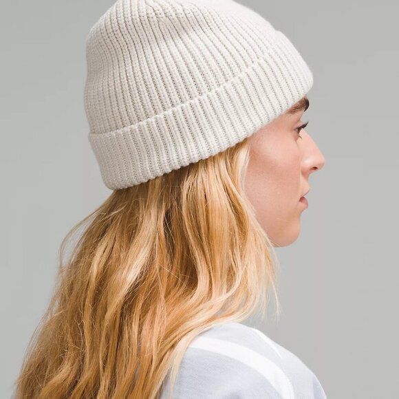 Unisex Close-Fit Wool-Blend Ribbed Knit Beanie - White - Picture 6 of 6
